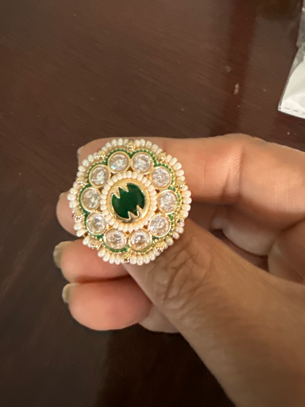 Traditional Rajasthani Borla Maang Tikka Green